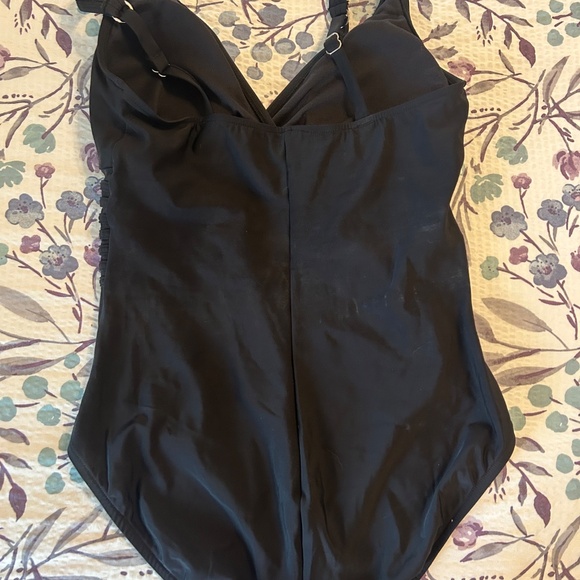 "Aqua Green" Black Women's One Piece Swimsuit Swimwear Waist Over the Shoulder - Picture 3 of 8